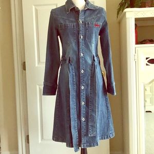 BUTTON UP TIE PRINCESS CUT DENIM JEAN JACKET